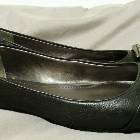 CALVIN KLEIN DARK BROWN LEATHER BALLERINA FLATS - Picture 5 of 6